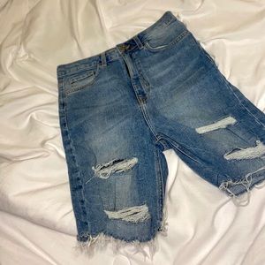 Jean biker shorts